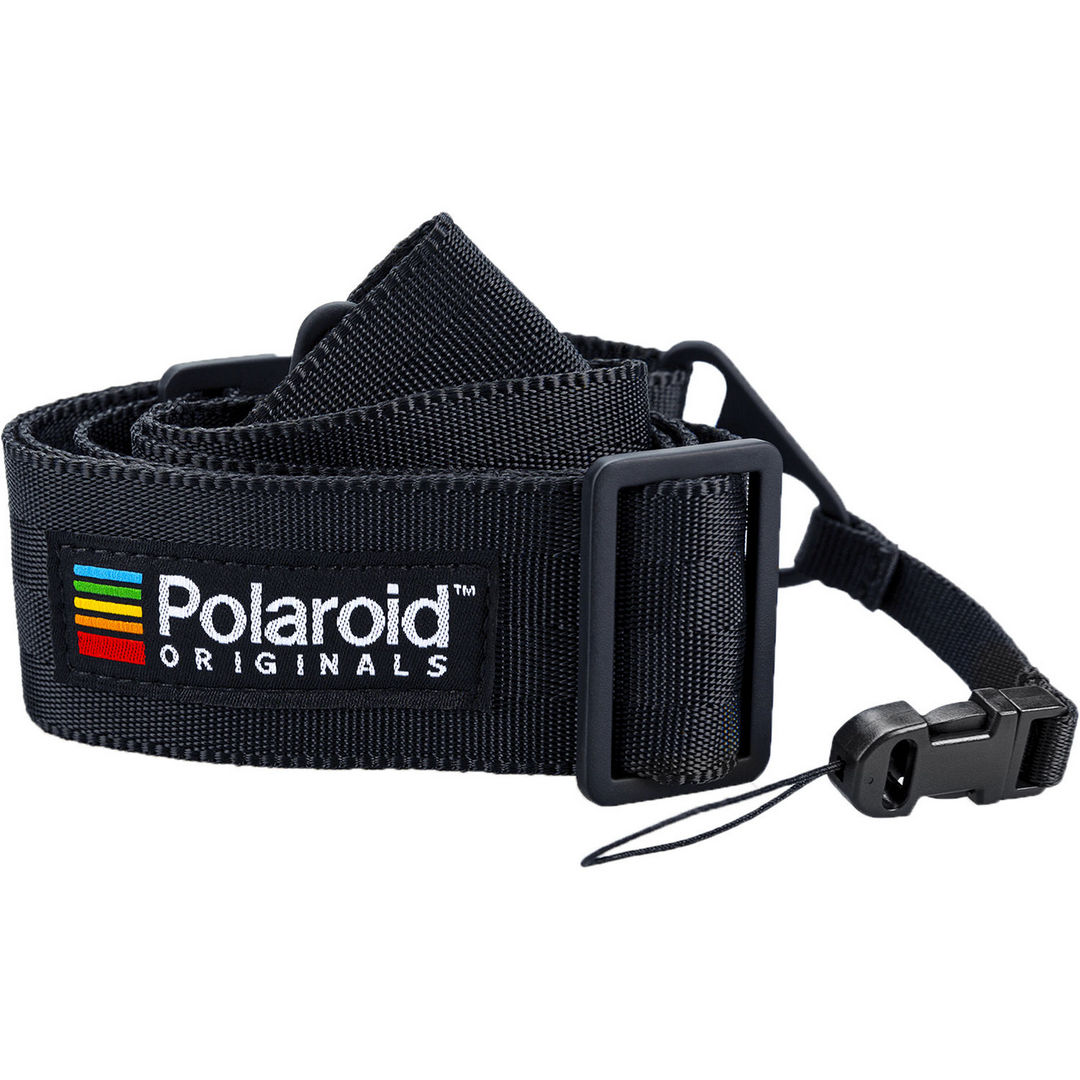 A Polaroid Flat Camera Strap - Black  that we have in the standard size and can be slightly customised with n/a