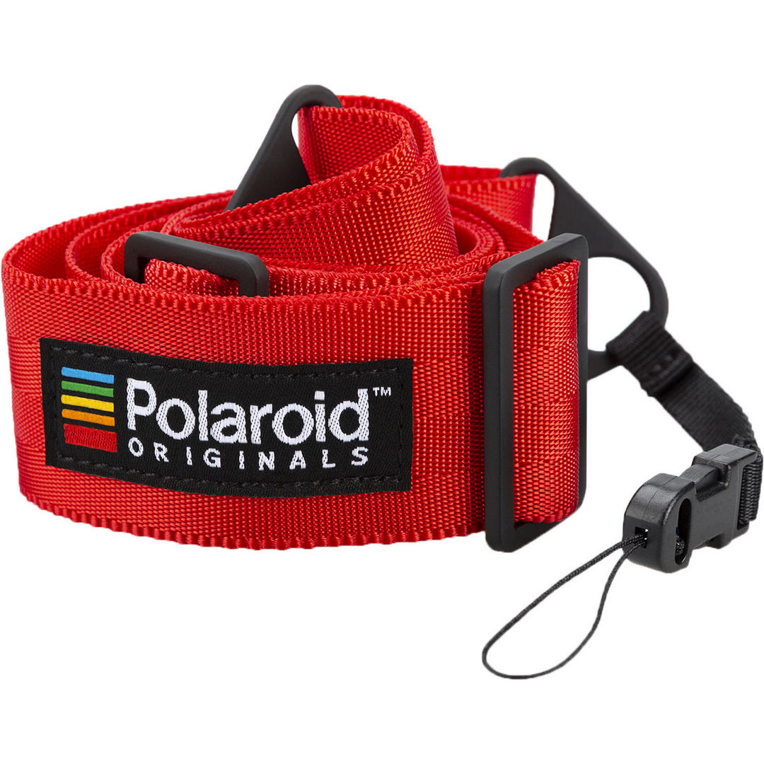 A Polaroid Flat Camera Strap - Red  that we have in the standard size and can be slightly customised with n/a