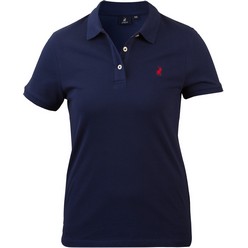Left chest contrasting Polo embroidered logo, ladies garments has two buttons, Weight 220gsm, 100% cotton pique