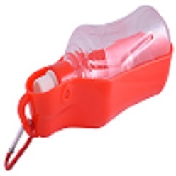 Portable dog water bottle includes bottle and bowl with carabiner