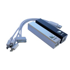 Power Bank SQ RND Aluminium 2600 mAh + 3 in 1 Adaptor Cables