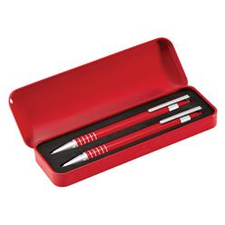 Aluminium pen &pencil set in metal box Superior metal jumbo refill pen with 4000m writing distance pencil with strong , break resistant 0.7mm lead