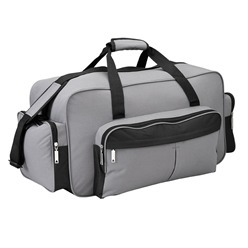 Tog bag made from 600D fabric with padded Velcro handle, adjustable shoulder strap, padded shoulder protector, front zip compartments, base stiffener, and zip pocket.