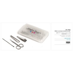 Simple yet very useful set . Contains zinc alloy accessories nail clippers / nail scissors / tweezers / ear cleaner. PP case