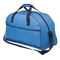 Tog bag made from 600D fabric with padded Velcro handle, contrast piping, pocket with Velcro closure, adjustable shoulder strap, and a base stiffener.