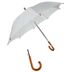 Promotional straight auto umbrella with stronger metal shaft and a crooked wooden handle