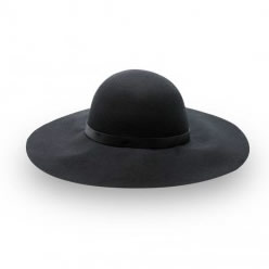 Pu Trim Sunhat: Wool Hat, Brim width: 11cm, size: 57cm
