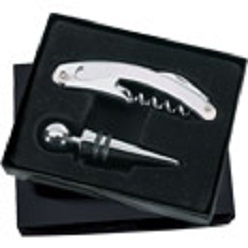 Corkscrew and bottle stopper in gift box