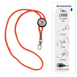 Polyester florescent cord lanyard with dome and snap hook