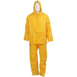 Rubberized rain suit with hood, two piece