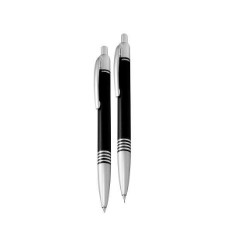 Push Button Metal Ball pen & Pencil Set, Refill, Black Ink Supplied in an Economy Box