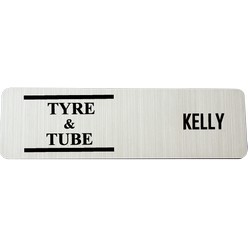 Rectangle name badge with magnet, material: gold lazer chrome