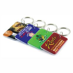 Rectangle plexi keyring with full colour dome on both sides