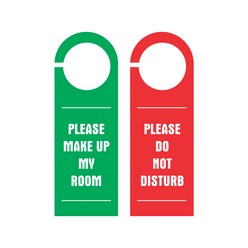 Red 'do not disturb/green please make up the room' card (24.5x8.5cm)