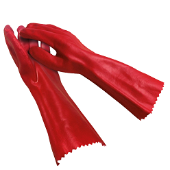 These Red PVC gloves are a unique combination of style and durability. They are made from high-quality PVC. Their composition ensures their sturdiness and gives them the ability to last for a long time. They have open cuffs and smooth palms for comfort. They are sturdy and can withstand excessive use during construction and mining. These absolutely useful gloves donâ€™t wear and tear easily. Hence, no matter if you use them for construction or daily chores, they will be the perfect companio....