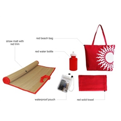 Red beach bag set