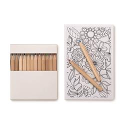 Adult drawiong set with 10 pieces of paper cards and 12 wooden pencils