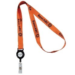 Includes retractor reel with dome, name tag holder and one colour screen printing on lanyard, petersham and plastic