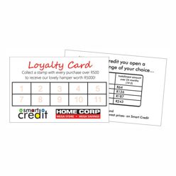 Loyalty card made form 400gsm material with stamp or clip design