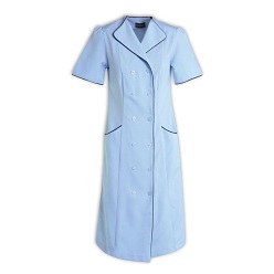 Dress Mini matt -100% poleyester, ideal nurse, unifrom, piping detail and side pockets, conservative below knee length