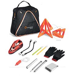 600D, 1 x 10 gauge 200A 12V booster cable: 244 (l), 1 x emergency blanket, 1 x warning triangle, 1 x tyre pressure gauge, 1 x pair of safety gloves, 1 x torch: 2 x AAA batteries included, 1 x fuel siphon, 2 x luggage straps, 2 x glow-in-the-dark sticks