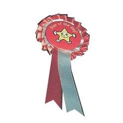 A rosette badge with two tiers.