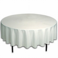 Round table cloth is a white cloth that is used to cover round tables, this cloth is white and it's about 2300mm, White Linen Round Table Cloth is made with polyester, it is used to cover tables which are used in a restaurant. The cloth brings prestige to a table it prevents the table from stains with style and extends the durability of your table. The round tablecloth fits and covers any round table to the heels.