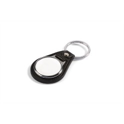 simulated leather & stainless steel, recess for domed sticker, Here is a smart keyholder made of simulated leather that displays your brand prominently, making it an ideal corporate gift or promotional giveaway for clients as well as employees to enhance brand recognition and loyalty. A good-looking accessory to carry your house and car keys, this sleek keyholder in a traditional shape will surely appeal to people in all age groups.