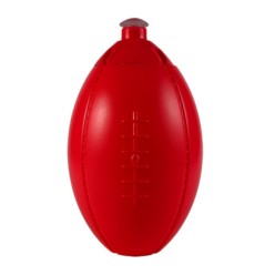 A Rugby Ball Waterbottle that is available in various colours that can be customised with Printing with your logo and other methods.