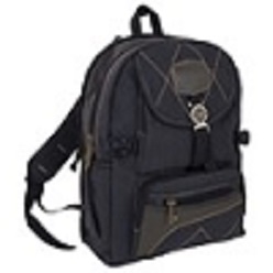 Backpack includes 2 main zip compartments, 3 front zip pouches and 2 side pockets with carry handle and adjustable shoulder straps, made from denim material