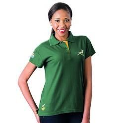 Two ridge collar, locally manufactured, official licensed product of the South African Rugby Union, weight 210gsm, 65/35 polycotton