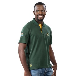 Two ridge collar, locally manufactured, official licensed product of the South African Rugby Union, weight 210gsm, 65/35 polycotton