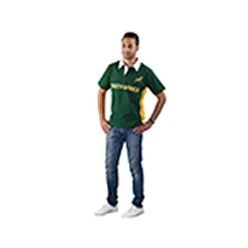 Woven Collar with SA Rugby branded back neck tape and side slits, SA Rugby branded embroidery on left chest and back neck, contrast woven button plaquet tape, contrast side panel with piping detail, print detail on centre front