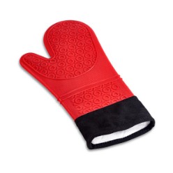 Padded glove with heat-resistant silicone outer. Silicone