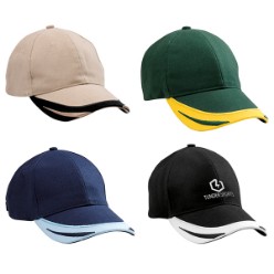 6 panel structured peak. 4 rows stitched sweatband. Contrast panel and embroidery detail on peak. 6 embroidered eyelets. Self-fabric Velcro strap. 255Gsm. 100% heavy brushed cotton.