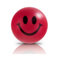 PU stress ball with a smiley face design