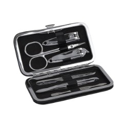7-piece stainless steel manicure set in PU case, Stainless steel