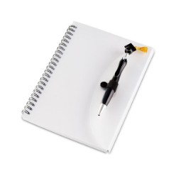 Frosty PP cover, A5 spiral bound notebook with 80 sheets of lined paper, Includes a Swanky Graduation Pen