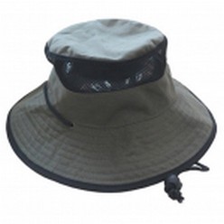 Safari mesh bush hat, 100% cotton twill with soft brim and toggle, breathable mesh around crown of hat