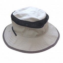 Safari mesh bush hat, 100% cotton twill with soft brim and toggle, breathable mesh around crown of hat