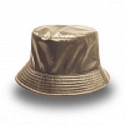 Satin fabric, no band, side seams, self colour stitching on brim, no sweatband, inside lining