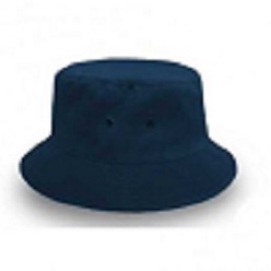 Poly cotton twill bucket hat with self colour under brim, brass netal eyelets and white lining on inside centre crown