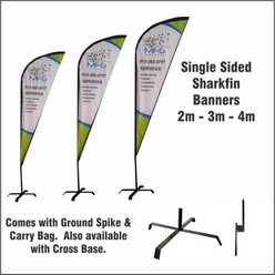 Shark Fin Banners  in sizes 2m to 4m with full colour prints