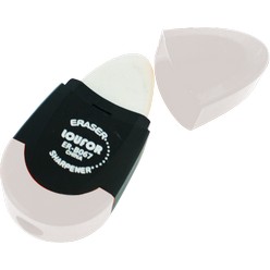 Sharpener with eraser, material: plastic 