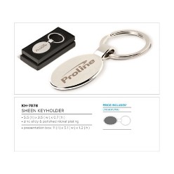 zinc alloy & polished nickel plating, Customise this sleek, elegant and easy to carry metallic keyholder for an affordable corporate gift that speaks volumes about your brand. Stylish, compact design, seamless finish and durable material of the Sheen Keyholder make it the perfect accessory to carry your house and car keys daily.