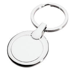 Shiny Nickel round keychain: Split ring, shiny nickel plating