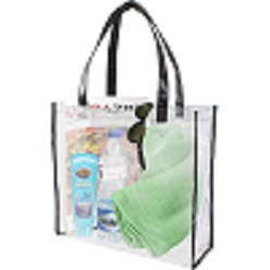 Transperant beach bag with wide gusset for extra space made from PVC