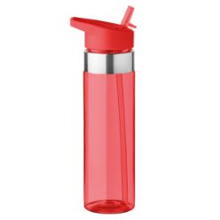 Tritan plastic water bottle with stainless steel details foldable mouth piece BPA free