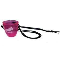 Shooter Glass in bright colours on a string lanyard to keep the glass safe