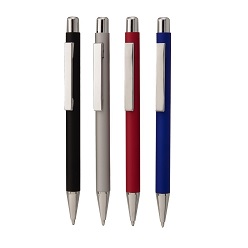 Twist action metal ball pen, with black ink, rubberised finish